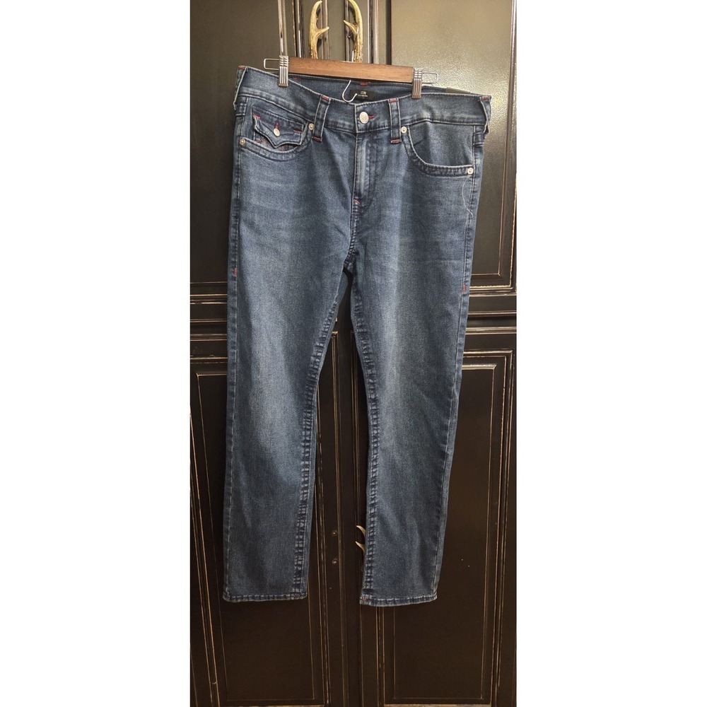 True Religion Geno Relaxed Slim Jeans 36x32,  NWT, School, Concert, Hip-hop, Red